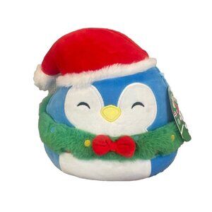 Penguin Plush Stuffed Animal 12” Black White Santa Hat & Scarf Neil Enterprise